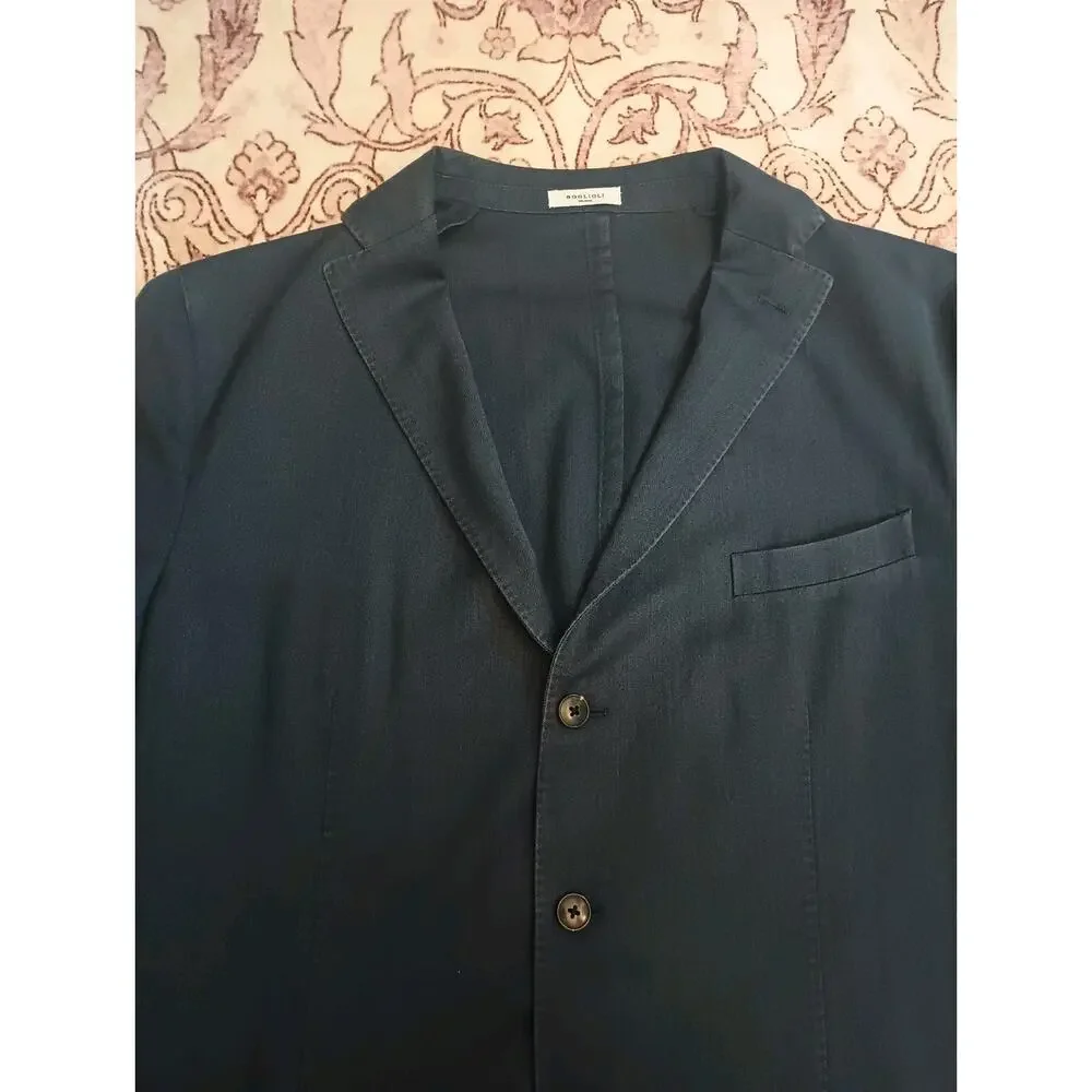 Boglioli Mens Quiet Luxury Blazer Euro 58 US 46-48 Navy Slim Fit Lana Wool Italy